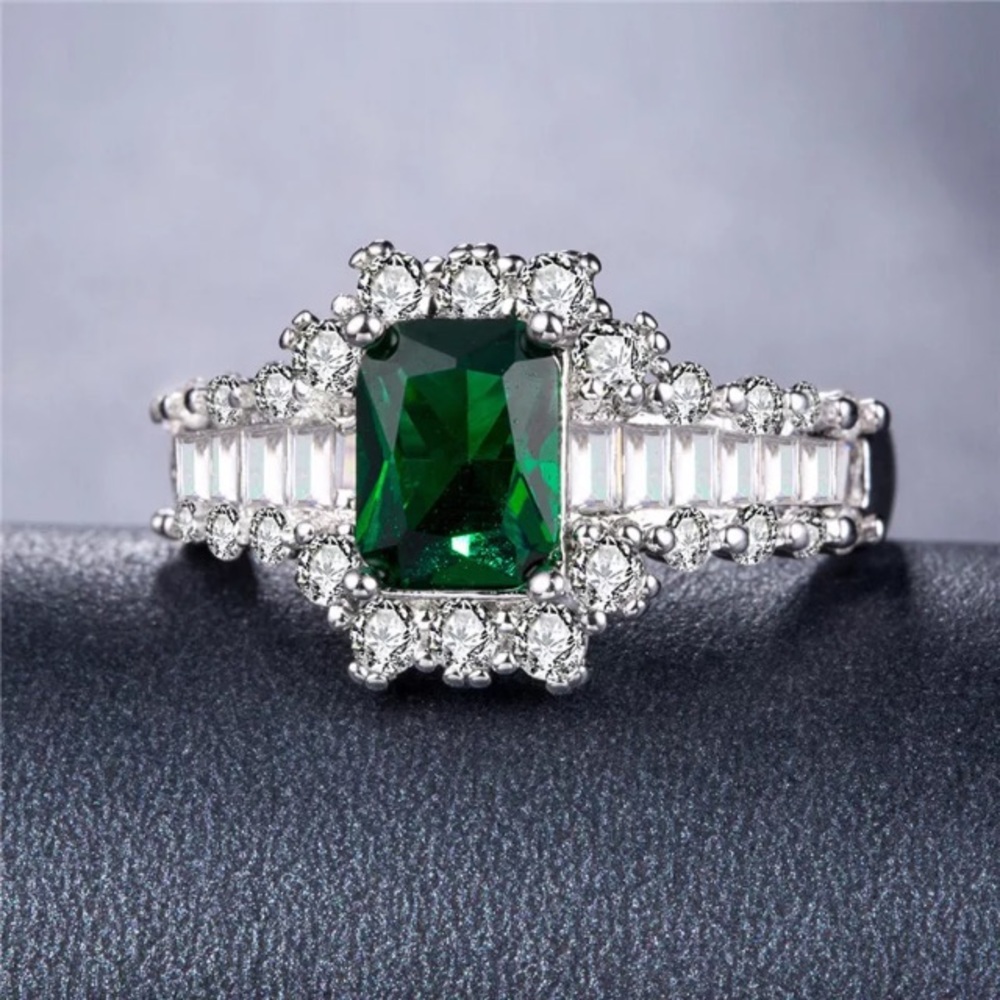 - - 💐 Emerald Cut Emerald and White Sapphire i…